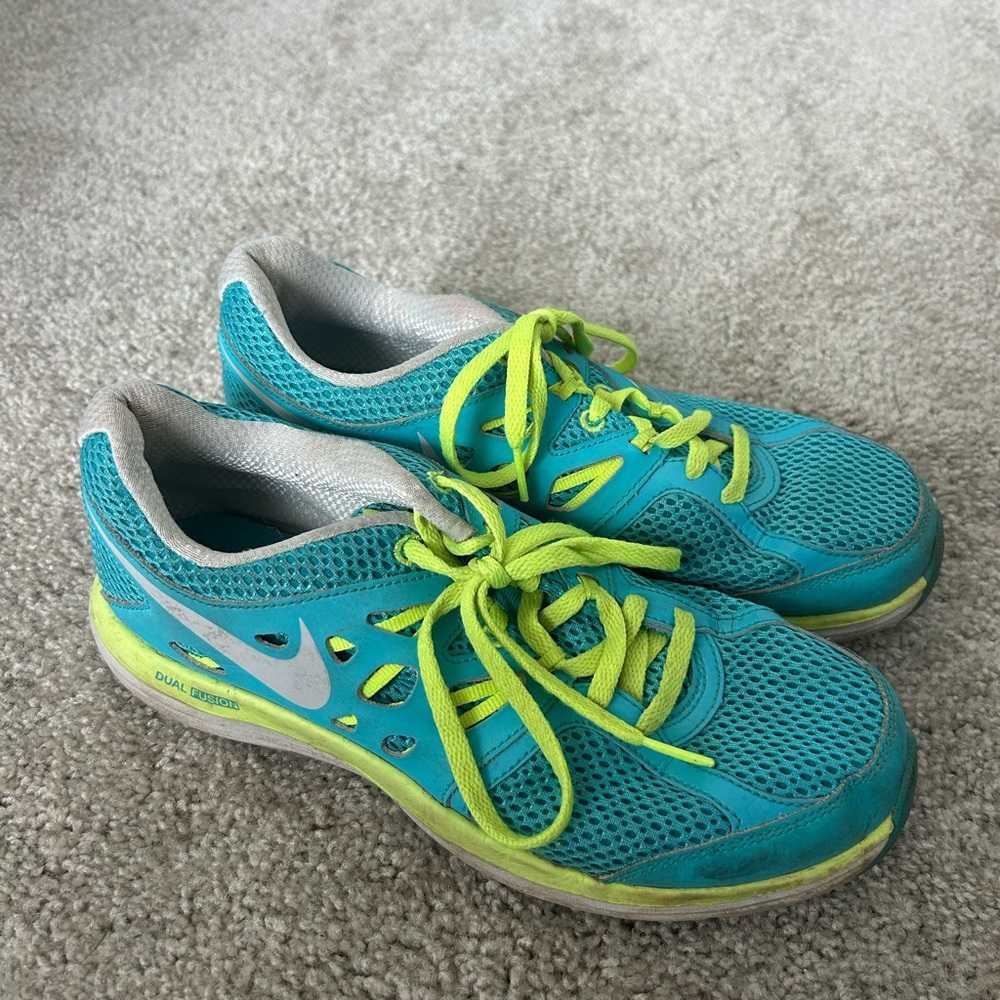 Nike Aqua and Neon Green Running Shoes